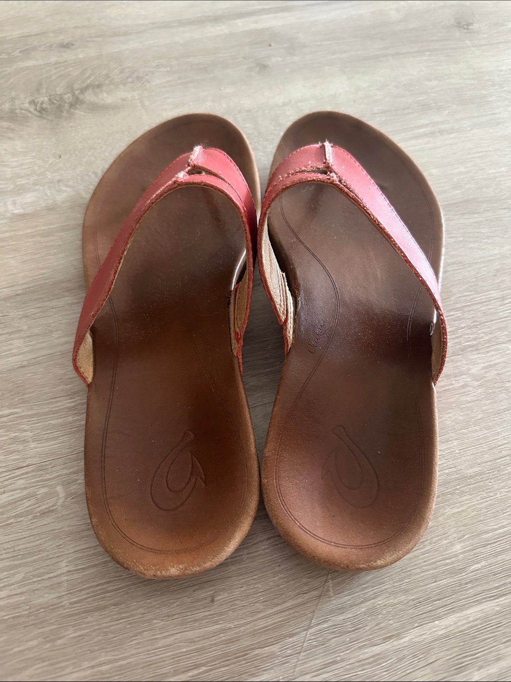 Olukai Red Leather Thong Sandals - Women - Picture 2 of 3